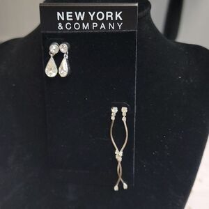 Two pairs of silver plated rhinestone dangly earrings never worn